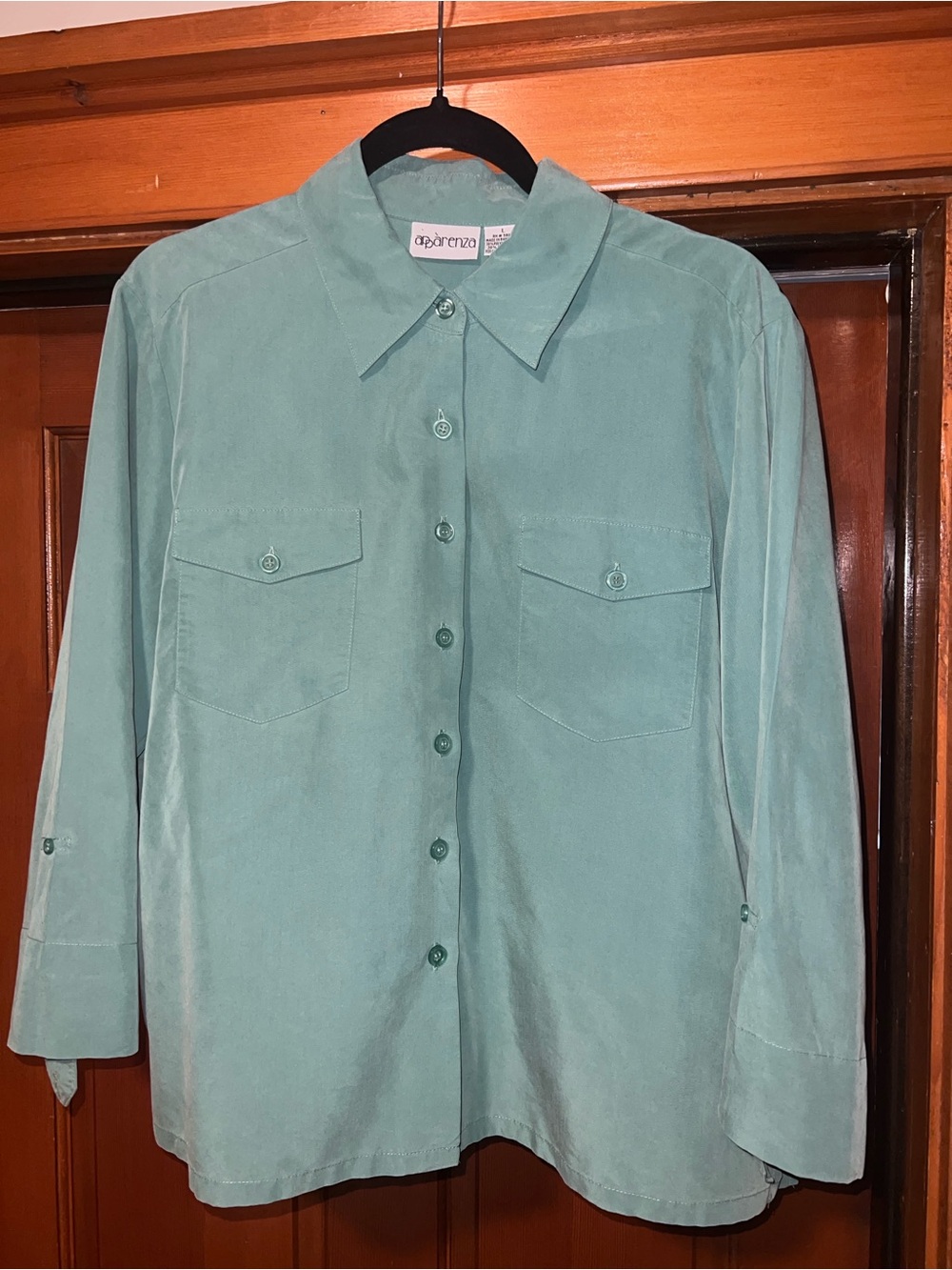 Mint Green Button-Front Shirt Jacket
